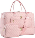 Large Women Travel Duffle Bag - Carry on Overnight Bag Weekend Travel Duffel Tote Bag Yoga Gym Bag with Wet Pocket Toiletry Weekender Overnight Bag for Travel Business Trips Sports Hospital Pink