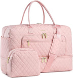 Large Women Travel Duffle Bag - Carry on Overnight Bag Weekend Travel Duffel Tote Bag Yoga Gym Bag with Wet Pocket Toiletry Weekender Overnight Bag for Travel Business Trips Sports Hospital Pink