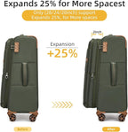 Softsied Suitcases 4 Piece Luggage, Polyester with Spinner Wheels and Lock, Suitable for Carrying Around and for Travel, Unisex, Army Green