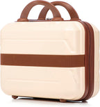 20 Inch Carry on Luggage with 14 Inch Cosmetic Case, 2 Pcs Hardshell Lightweight Durable Spinner Suitcase Set for Travel, Women, Men, TSA Lock, ABS, 20+14 Inch, Beige