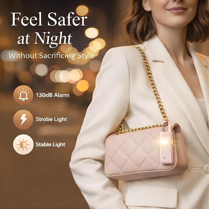Personal Alarms for Women, Panic Button Self Defense Keychain with Clip-On Design, 130dB Alarm & Strobe Light for Personal Protection, Safety Whistle for Travel Safe, Small Gifts for Women ( Pink )