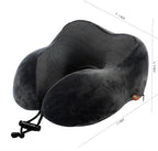 Memory Foam Travel Pillow, Neck Pillow with 360-Degree Head Support, Comfortable and Lightweight, Ideal for Sleeping on Airplane, Car, Train, Bus and Home Use, Comes with Storage Bag (Grey)