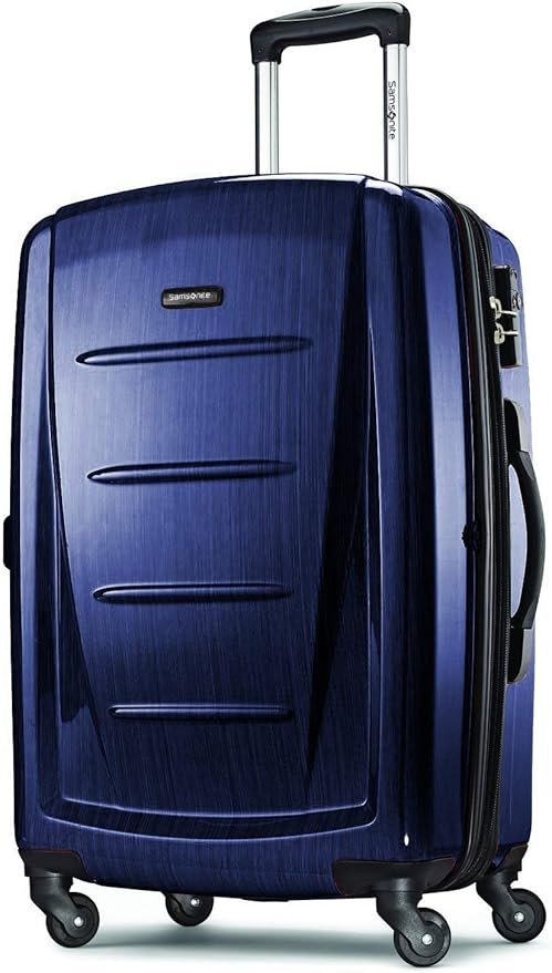 Samsonite Winfield 2 Hardside Expandable Luggage with Spinner Wheels, Navy, Checked-Medium 24-Inch