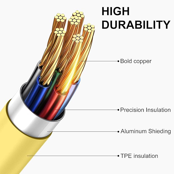 FUPYWP Car iPhone Carplay Cable, Car Charger Cord, USB A to Lightning Cable Fast Charging & Data Transfer for iPhone 14/13/12/11 Pro Max XR XS X 8 7 6 Plus SE Tangle-Free,3ft Yellow