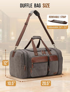 Canvas Duffle Bag for Travel 50L Expandable Travel Duffel Bags for Men Women Overnight Weekend Gym Bag with Shoes Compartment - Grey