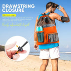 HOHOM Swim Mesh Beach Bag, Waterproof Gym Bags for Women and Men, Large Pool Bag Swimming Gear Drawstring Backpack