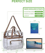 MAY TREE Clear Vinyl Tote Bag, 12 x 6 x 12 in, Brown, Suitable for Work, Travel, Sports, Office