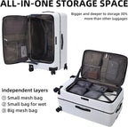Kaleenie 2 pieces 20/29 Aluminum Frame Carry On and Checked Luggage Set with Side Opening, Lightweight Hardshell ABS+PC Trunk Suitcase with TSA Lock, 360° Universal Wheels & Adjustable Handle, White