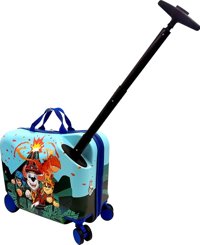 Fast Forward Paw Patrol 2-in-1 Kids 18" Suitcase & Ride-On Luggage - Lightweight Tow-Along Toddler Luggage with Wheels
