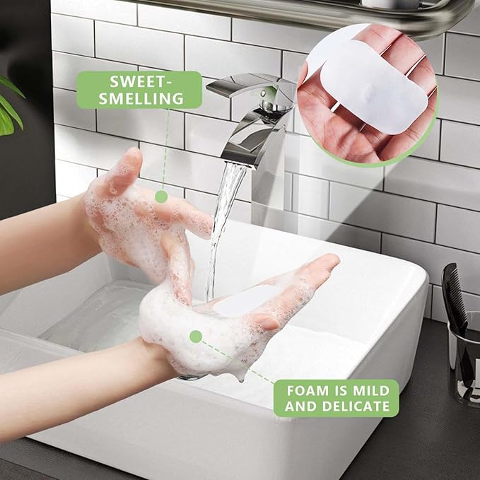 SenseYo 6 Boxes (300 Sheets) Mini Disposable Portable Travel Paper Hand Soap Sheets for Outdoor, Camping Hiking
