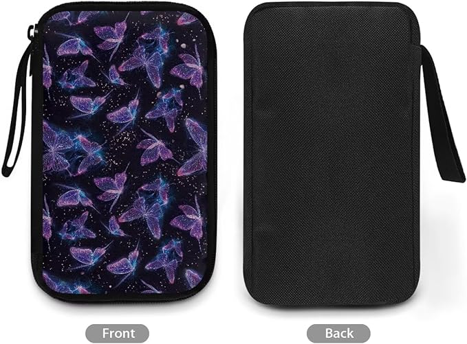Glitter Butterfly Print Storage Bag Practical Earphone Bags Cable Organizer Bags Power Bank Bag Data Cables Storage Pouch Headset Organizing Pouch Multipurpose Bags