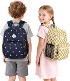 STEAMEDBUN Corduroy Kids Backpack for Girls Boys 3-8, Boys Girls Backpack for Elementary Kindergarten - Checkered