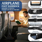 Airplane Foot Hammock, Travel Essentials Thickened Bamboo Foot Rest for Plane Travel with Adjustment Strap, Long Flight Must Haves (1-pcs Black)