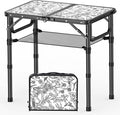 Toile de Jouy-Inspired Camping Table, Vintage French Floral Pattern Folding Table, Adjustable Height, Lightweight & Portable Outdoor Picnic Table with Carry Handle for Patio, Living Room, Travel