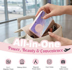 5-in-1 Magnetic Power Bank, 5000mAh Portable Wireless Charger with Mirror, Stand, Bluetooth Remote & Card Holder, MagSafe Compatible Travel Essential for iPhone & Samsung, USB-C Cable Included