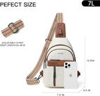LATMAP 7L Sling Bag For Women Men Backpack Fanny Pack Crossbody Chest Travel Shoulder Belt Bags Purse Handbag PU Leather