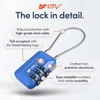 TSA Accepted Luggage Travel Lock, Set-Your-Own Combination Lock for School Gym Locker, Luggage Suitcase Baggage Locks, Filing Cabinets, Toolbox, Case (Blue, 2 Pack)
