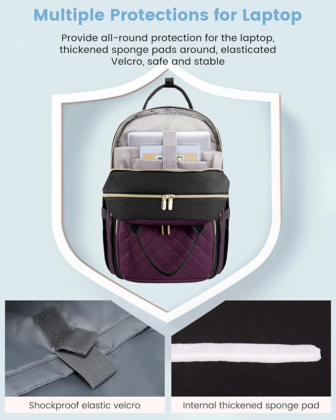 LOVEVOOK Laptop Backpack for Women with Separate Laptop Compartment, 17" Water Resistant Lightweight Daypacks for College Travel Work Business, Nurse Teacher Computer Bags