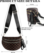 Black and White Checkered Crossbody Bag Bum Bag for Women,Spacious Checkered Purse Fanny Packs Belt Bag