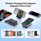 Magnetic Wireless Power Bank 26800mAh, PD 22.5W Type-C Fast Charging Portable Charger 5 Outputs, Battery Pack for Magsafe Built in 2 Cables with Stand LED Display for iPhone 17/16/15/14/13/12-Blue