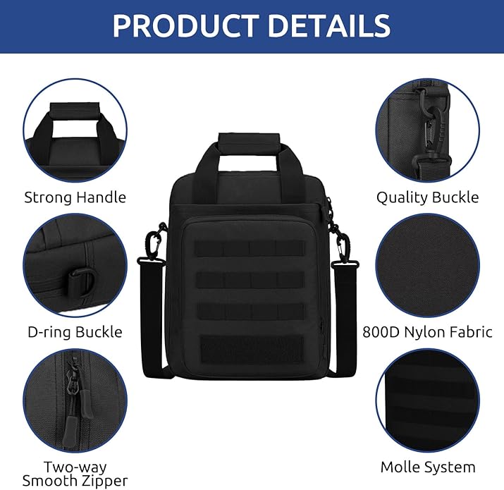 ZHIERNA Tactical Messenger Bag, Tactical Briefcase Laptop Bag Heavy Duty MOLLE Shoulder Pack Handbag for Men(Patch Included)