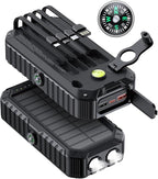 Solar Charger Power Bank 40000mAh Built in 4 Cables and Hand Crank, Portable Charger 22.5W Fast Charger 6 Outputs & 4 Inputs External Battery Pack with Bright Flashlight and Compass