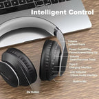 Wireless Bluetooth Headphones Over Ear 65H Playtime HiFi Stereo Headset with Microphone and 6EQ Modes Foldable Bluetooth V6.0 Headphones for Travel Smartphone Computer Laptop