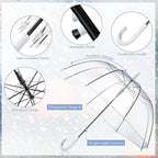 Clear Bubble Umbrella - Automatic Opening Clear Dome Umbrella with the Stylish J-Shaped Handle for Men and Women, Wedding, Outings and Large Group Gatherings, Graduations, Proms, or Daily City Walks