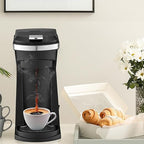 Newhouse Single Serve Coffee Maker compatible with K-cups Water Reservoir, Versatile Ground Coffee & K-Cup Compatibility, Adjustable Tray for Travel Mugs