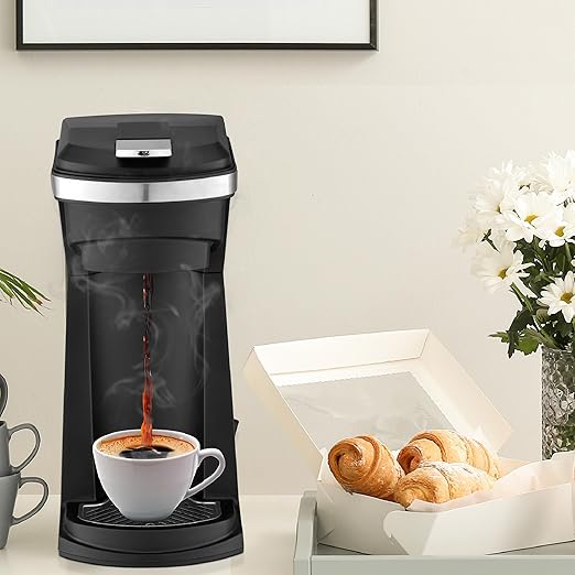 Newhouse Single Serve Coffee Maker compatible with K-cups Water Reservoir, Versatile Ground Coffee & K-Cup Compatibility, Adjustable Tray for Travel Mugs