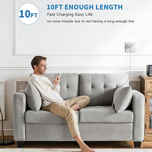 10FT iPhone Charger Fast Charging Cord, 20W Fast USB C Charger Block with 3 Pack 10 ft Extra Long Charging Cable for iPhone 17/17 Pro/17 Pro Max/Air/16 Pro Max/16 Plus/15 Pro Max/15 Plus,iPad Pro/Mini