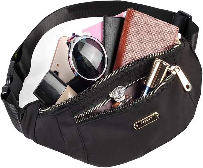 Fanny Pack Waist Pack for Women, Fashion Waist Bag with Adjustable Strap for Travel Sports Running black