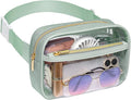 Packism Clear Fanny Pack for Women Stadium Approved - Quilted Clear Belt Bag, Adjustable Strap Fits 35-51 Inches, Transparent Waist Bag for Sports Concerts Festivals, Soft Green