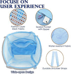 Fammart Mesh Beach Bag, Large Beach Tote with Zipper Pocket, Toys Pool Bag for Family Travel Vacation Cruise Essentials