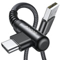 AINOPE Type C Charging Cable Fast Charge 3.1A Right Angle USB C Charger Cable, Resistant Nylon Braided USB C Cord -10ft/3m Black