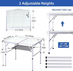 Sportneer Camping Table: Adjustable Height Small Folding Table 35.4" L x 23.6" W 2 Height with Mesh Layer - Compact & Portable Camping Essentials for Outdoor Camp Garden Picnic BBQ Dining Cooking