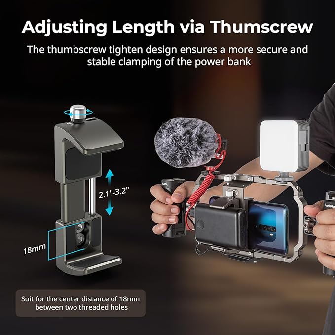 SMALLRIG Power Bank Holder, Power Bank Clamp Mount for Camera, Compatible with Width Range 2.1"–3.3" and Thickness Range 0.6"–1" Power Banks2790 (Pack of 2)