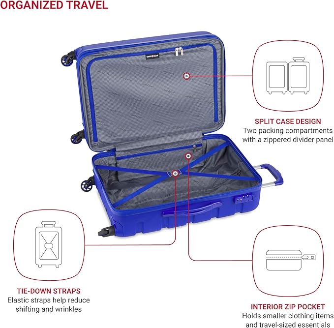 SwissGear 7366 Signature Hardside Expandable Luggage with Spinner Wheels, TSA Lock, Cobalt, Checked-Medium 23-Inch