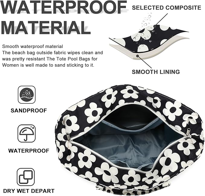Bluboon Waterproof Beach Tote Pool Bags for Women Ladies Extra Large Carry On Bag With Wet Compartment for Weekender Travel