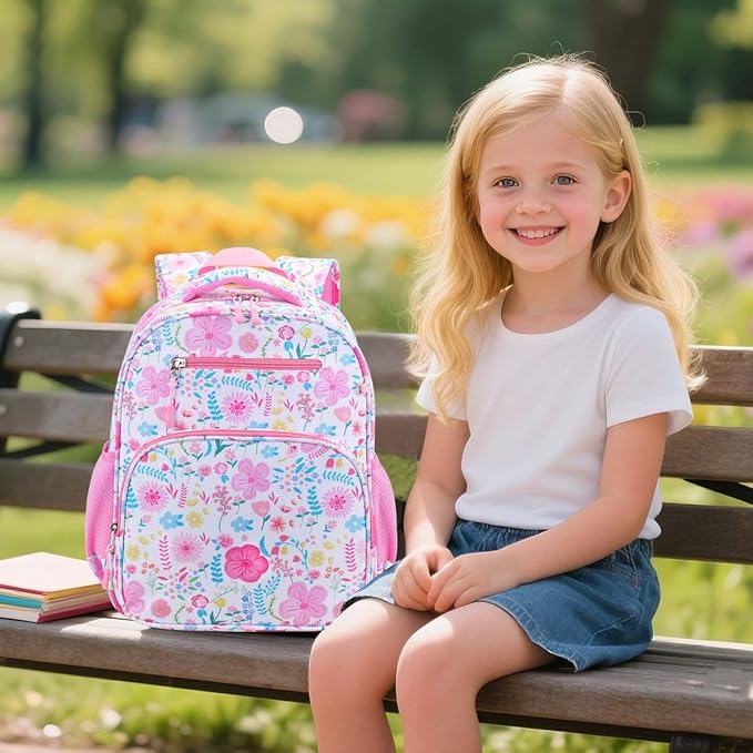 RHCPFOVR Kids Backpack for Girls - Girls Backpack 3-8 Ages Butterfly for Kids 15 Inch School Bookbag for Kindergarten Elementary School Bookbag for Girl 1st 2nd Grade