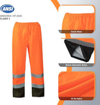 ProtectX High Visibility Waterproof Rain Gear for Men and Women, Hi Vis Reflective Safety Rain Jacket and Pant Suits Workwear