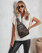 LATMAP Sling Bag For Women Faux Leather Small Casual Daypack Backpack Fanny Pack Crossbody Chest Bags Purse