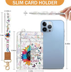Yonlevres Be Kind Credit Card Holder Slim Wallet, RFID Wallet Women Front Pocket Wristlet Lanyard, Small Card Holder Travel Funny Cute Thin Card Case ID Window PU Leather Card Organizer Gifts Girls