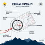 Sun Company ProMap - Ultra Lightweight Baseplate Map Compass with Declination Scale - Accurate Orienteering Compass for Hiking, Backpacking, Camping, and Survival Navigation