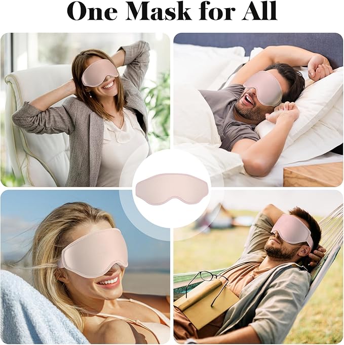 Fygrip 3D Eye Mask Sleep Mask for Men & Women, 100% Pressure-Free & Light Block-Out Eye Mask for Sleep with Easy Adjustable Strap, Night Eye Cover for Travel, Pink