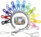 Retractable Portable Clothesline for Travel - Holds 30 lbs Without Sagging，3-12Ft Adjustable，with 12 Clothes Clips，Outdoor Camping Essentials (Colors)