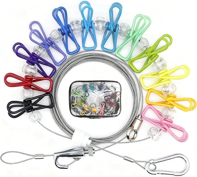 Retractable Portable Clothesline for Travel - Holds 30 lbs Without Sagging，3-12Ft Adjustable，with 12 Clothes Clips，Outdoor Camping Essentials (Colors)