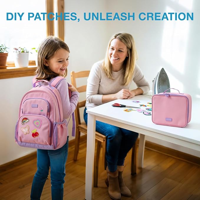 mommore Kids Backpack for Boys Girls 4-8 Kindergarten Elementary School Backpack with Lunch Box - 15” H Fit Folder