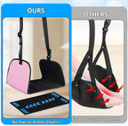 Airplane Foot Hammock, Airplane Footrest Office with 2 Hooks Long Flight Hammock Memory Foam Travel Footrest Plane Foot Sling Under Desk at Work Gaming Travel Essentials, Pink