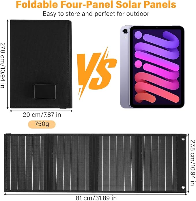 40W Foldable Solar Panel Charger,25% High Efficiency Portable N Type Cell,USB-C/USB-A/DC12V MPPT Fast Charging, IP67 Waterproof Lightweight Solar Charger for Outdoor Travel Emergency